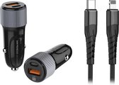 Autolader USB-C Poort + iPhone oplader kabel - Snellader - Auto Lader Geschikt voor iPhone & iPad – Sigarettenaansteker oplader