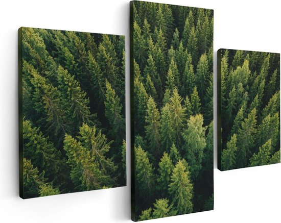 Artaza - Triptyque de peinture sur toile - Forêt avec des Arbresen haut - 90x60 - Photo sur toile - Impression sur toile