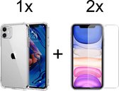 iPhone 13 Pro hoesje shock proof case transparant - 2x iPhone 13 Pro Screen Protector