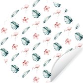 Papier peint Circle - Flamingo - Motif - Feuilles - ⌀ 120 cm - Wall Circle XXL