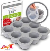 Babyvoedsel bewaarbakjes Silicone 9 porties van 75ml babyvoeding bewaren en invriezen Grijs