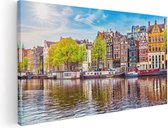 Artaza Canvas Schilderij Amsterdamse Huisjes Aan Het Water - 40x20 - Klein - Foto Op Canvas - Canvas Print