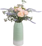 Keramieken vaas, 24 cm, met boeket van kunstbloemen