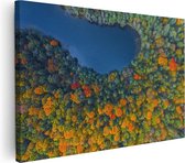 Artaza Canvas Schilderij Kleurrijke Bos Met Bomen Naast Een Meer - 120x80 - Groot - Foto Op Canvas - Wanddecoratie Woonkamer