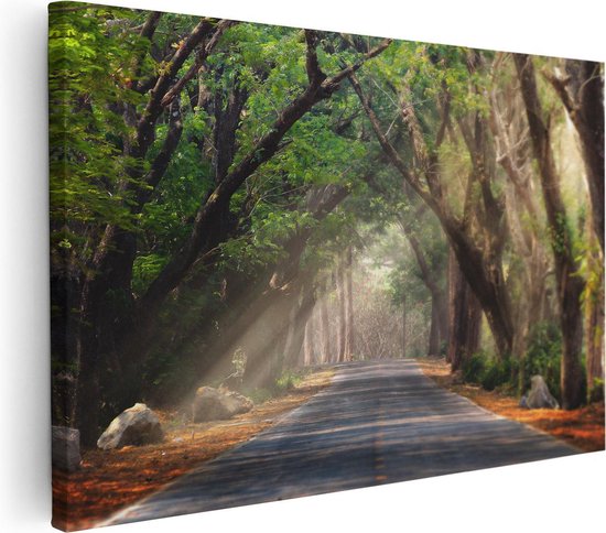 Artaza - Peinture sur toile - Route entourée d' Arbres - 120 x 80 - Groot - Photo sur toile - Impression sur toile