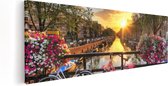 Artaza Canvas Schilderij Amsterdamse Brug Met Zonsopgang - 60x20 - Foto Op Canvas - Canvas Print