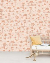 Jungle Silhouette Pink Wallpaper Mural - Behangpapier Slaapkamer - 300cm x 280cm - Creative Lab Amsterdam