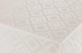 Tafelzeil/tafelkleed Damast witte ruiten print 140 x 220 cm - Tuintafelkleed
