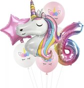 Unicorn ballon - Dieren ballon - 6 jaar - Kinderfeestje - Zes jaar - Verjaardagfeest - ballonnen pakket - Kinderfeestje pakket - Unicorn ballonnen pakket