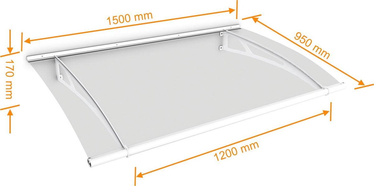 EINFEBEN Luifel met zijpaneel 300 × 100 cm huisdeur overkapping voordeur deur polycarbonaat panelen huisdeurluifel