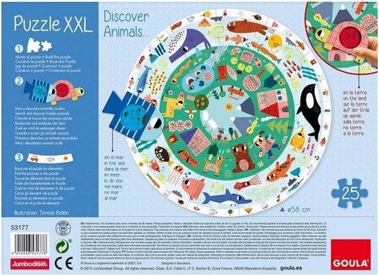 Thumbnail van een extra afbeelding van het spel Kinderpuzzel Diset XXL dieren (25 Onderdelen)