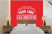 Behang - Fotobehang Vintage - Design - Tekst - Breedte 280 cm x hoogte 280 cm