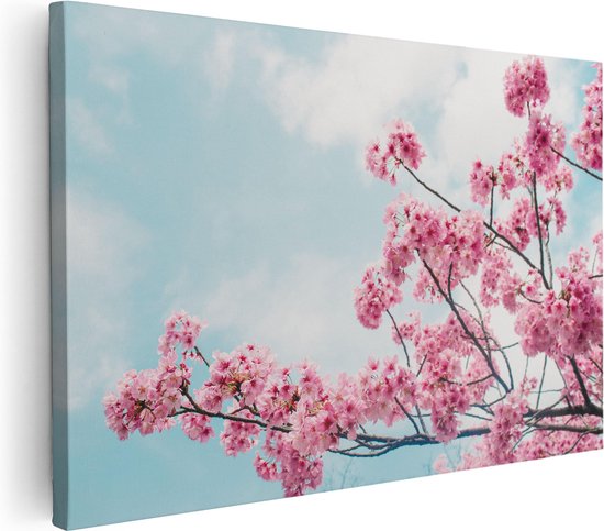 Artaza Canvas Schilderij Roze Bloesemboom - Bloemen - 90x60 - Foto Op Canvas - Canvas Print - Muurdecoratie