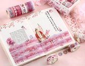 Serene Roze Washi Tape Pakket Doos | Verschillende Washi Tapes | Roze Planten Bomen Bloemen Hartjes Gebouwen Luchtballonnen Rustgevend Patronen  Washi Tape | Masking Tape | Bullet Journal | Journalling | Journal | Plakboeken | Inpakken | Versieren