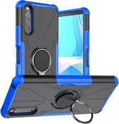 Voor Sony Xperia 10 III Armor Bear Schokbestendige pc + TPU-beschermhoes met ringhouder (blauw)