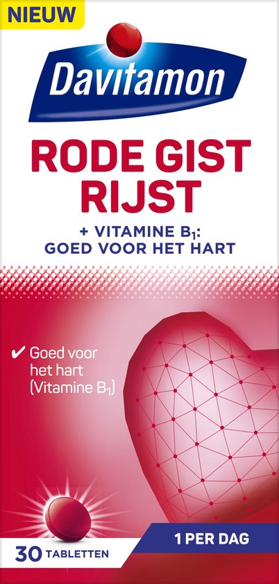 Davitamon Rode Gist Rijst tabletten - met vitamine B1 - voedingssupplementen - 30 tabletten