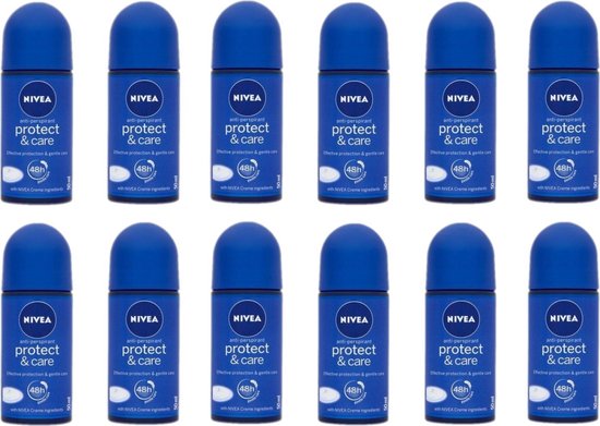 NIVEA Protect & Care - Deodorant Roller - 12 x 50 ml - Voordeelverpakking - NIVEA