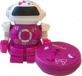 RC robot Mini Bot speelfiguur 10 cm roze in blik