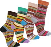 Dames sokken "Hygge #2"- Scandinavisch kleurrijk design- verwarmende kwaliteit- Maat 35/38- 3 paar