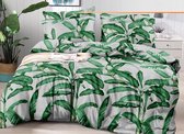 Dekbedovertrek Wit met mooie groene planten 140x200 2 delig