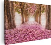 Artaza - Peinture sur toile - Tunnel d' Arbres romantiques avec oeillets roses - 120 x 80 - Groot - Photo sur toile - Impression sur toile