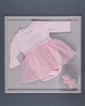 Miniborn jurkje met lange mouwen roze maat 68