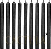 Cactula gekleurde luxe lange dinerkaarsen 28 cm zwart 18 stuks 10 branduren - kaarsen