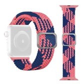 Gesp gevlochten elastische band horlogeband voor Apple Watch Series 6 & SE & & 5 & 4 40 mm / 3 & 2 & 1 38 mm (roze blauw)