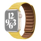 Voor Apple Watch Series 6 & SE & 5 & 4 40 mm / 3 & 2 & 1 38 mm lederen vervangende band horlogeband (lichtgeel)