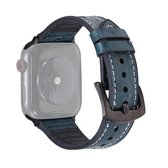 Struisvogeltextuur lederen vervangende horlogebanden voor Apple Watch Series 6 & SE & 5 & 4 40 mm / 3 & 2 & 1 38 mm (marineblauw)