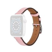 Een stijl lederen band horlogeband voor Apple Watch Series 6 & SE & 5 & 4 40 mm / 3 & 2 & 1 38 mm (roze)
