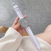 20mm Voor Samsung / Huawei Smart Watch Universele Drie Lijnen Canvas Vervangende Band Horlogeband (Wit)