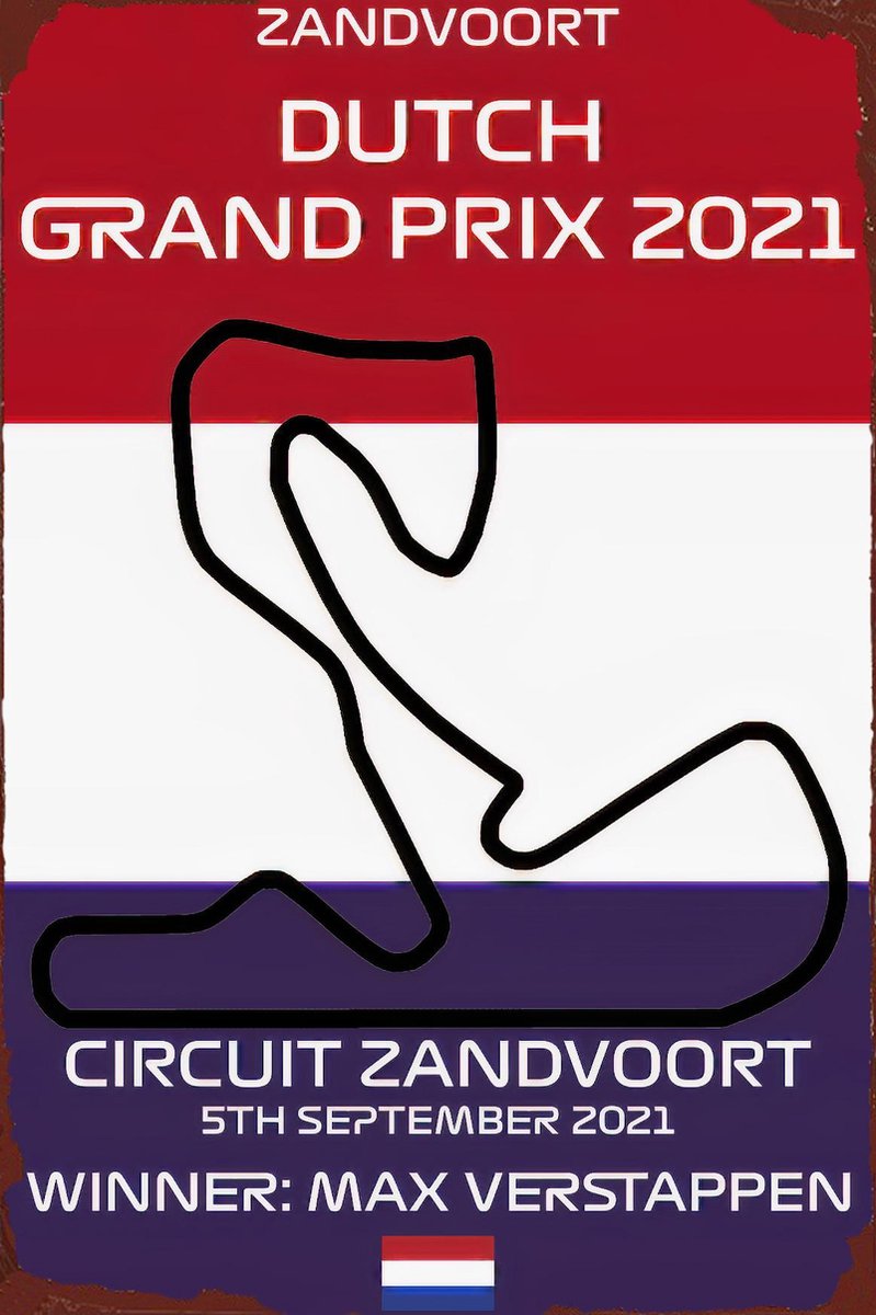 EXCLUSIEF! Overwinning Max Verstappen Dutch GP 2021 - Circuit Zandvoort - F1 Max Verstappen - Vintage metalen poster/bordje (20-30 cm)- Formule 1 - F1 - Red Bull Racing - Redbull - Verstappen - Merkloos