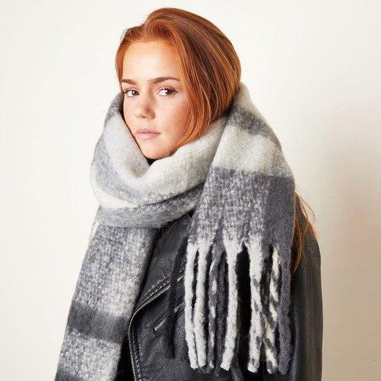 Stoere sjaal Cozy Winter grijs|Extra lange dames sjaal|Geruit Geblokt |  bol.com