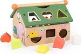 ZaciaToys Activiteiten Huis met Leerklok - Educatief Speelgoed - Houten Blokjes - Hamerspel - Kubus Baby - Vormenstoof - Motoriek - Ontwikkeling Peuter