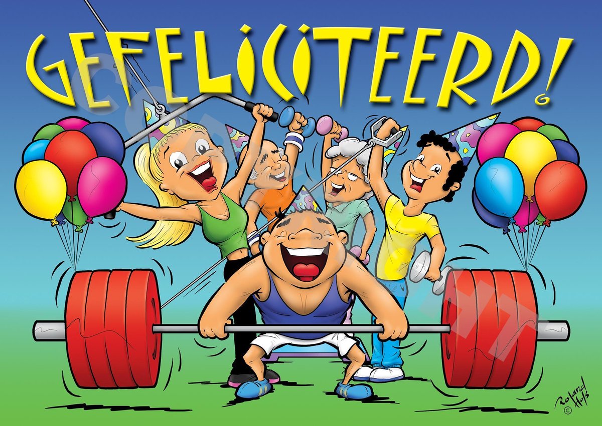 Ansichtkaart 50 stuks GEFELICITEERD! Gewichtheffer - Fitness