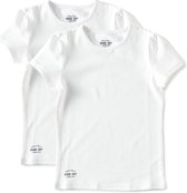 Little Label Ondergoed Meisjes - Meisjes T shirt Maat 122-128 - Wit - Zachte BIO Katoen - 2 Stuks - Basic t shirt meisjes - Ondershirt