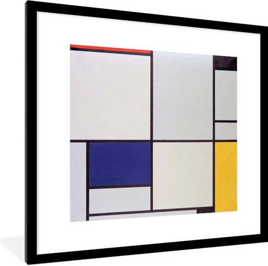 Fotolijst incl. Poster - Tableau I - Piet Mondriaan - 40x40 cm - Posterlijst