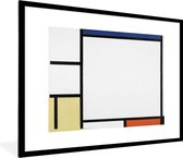 Fotolijst incl. Poster - Compositie met blauw, geel, zwart en rood - Piet Mondriaan - 80x60 cm - Posterlijst