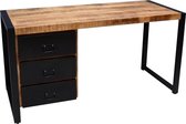 Bas Bureau - Mangohout - Matzwart Staal - 145x58x74