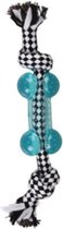 Flamingo djengo touw met hondenbeen tpr blauw  - 25 x 4 x 4cm