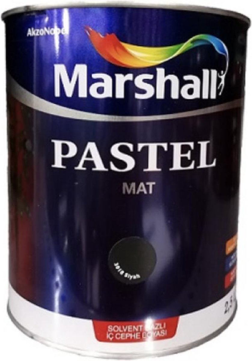 Marshall Pastel Binnen MuurLak Mat Zwart - Solvent/Waterbasis 2.5L