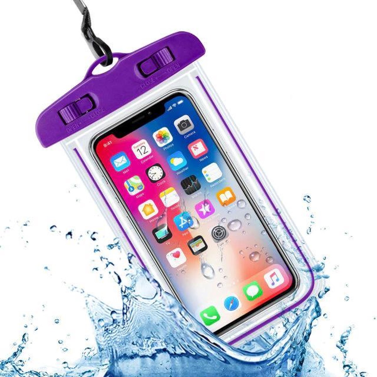 Waterdichte Telefoonhoesjes - Paars - Geschikt voor alle smartphones tot 6.5 inch - Onderwater hoesje telefoon - Ook voor paspoort & betaalpassen - Waterdicht telefoonzakje - iPhone 13 hoesje