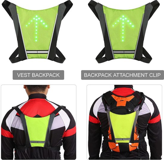 Gilet LED à Clignotants Directionnels Pour Vélo Et Course à Pied – Télécommande Sans Fil, Rechargeable USB, Haute Visibilité Nuit, Confortable Et Imperméable