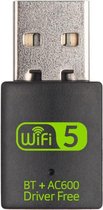 AvanJi USB WiFi Adapter - 600 mbps - 2.4Ghz - 802.11b/g/n - Draadloos - USB Stick - Dongle Netwerk - Pc Laptop & Desktop - Internet Versterker - Wireless - Incl. BlueTooth - Zwart