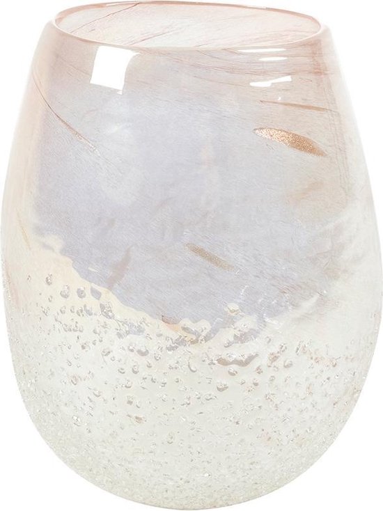 Vase Ivy Vulcan Pearl Pink transparante roze glazen vaas 18x23 cm