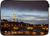 Laptophoes 14 inch - Parijs - Skyline - Seine - Laptop sleeve - Binnenmaat 34x23,5 cm - Zwarte achterkant