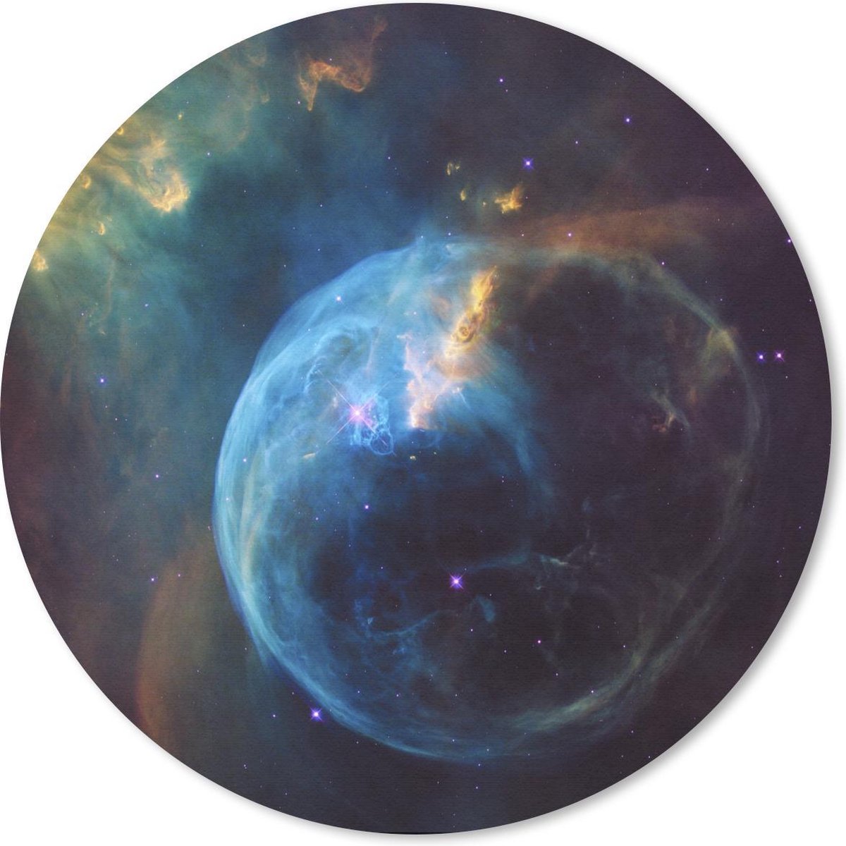 Muismat rond 20x20 cm - Mousepad Galaxy - Planeet - Blauw - Ronde muismatten