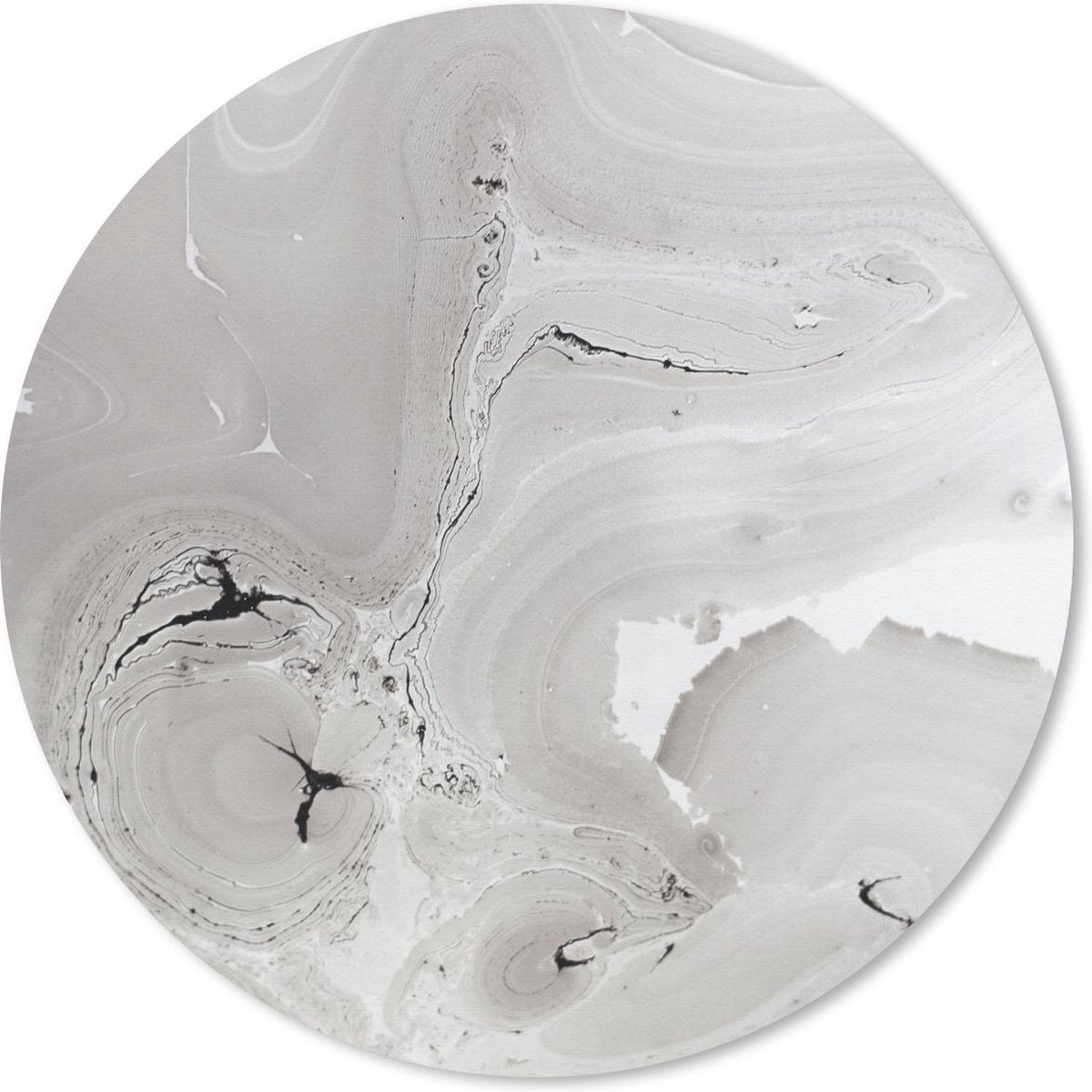 Muismat rond 20x20 cm - Mousepad Marmer - Luxe - Grijs - Wit - Ronde muismatten