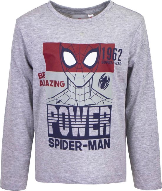 Marvel Spiderman shirt - Lange mouw - POWER - grijs - maat 104 (4)